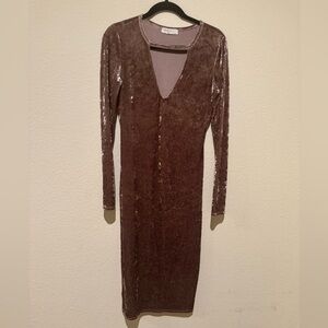 Elegant Velvet Mauve Dress